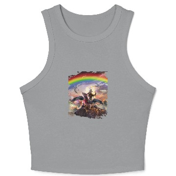 Discover Sloth Pet Riding Dragon Space Rainbow Dinosaur Crop Tank Top
