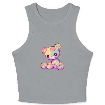 Discover Bear Pet Kawaii Pastel Goth Creepy Cute Witchy Patchwork Teddy Bear Crop Tank Top