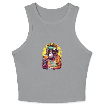 Discover Beer Fun Monkey Drinking Beer Funny Beer Drinker Drunk Gorilla Ape 2 Crop Tank Top