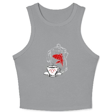 Discover Coffee Fun Twin Peaks Coffee Cup And Fish Outlines Crop Tank Top