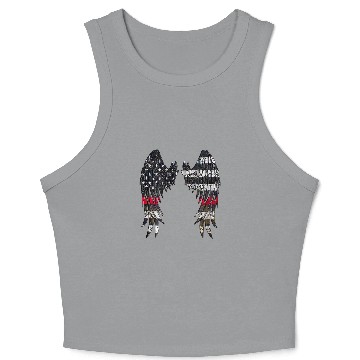Discover Firefighter Flag Distressed Angel Wings Crop Tank Top