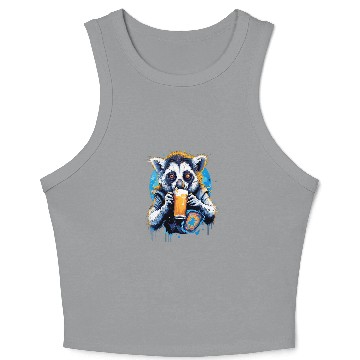 Discover Beer Fun Lemur Drinking Beer Funny Beer Drinker Drunk Monkey Primate Crop Tank Top