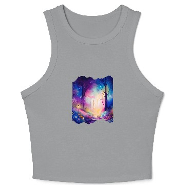 Discover Boho Chic Enchanted Forest Rainbow Watercolor Sky Crop Tank Top