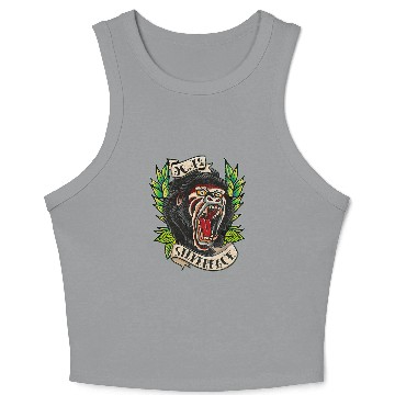 Discover 964 Silverback Gorilla Traditional Tattoo style gym Crop Tank Top