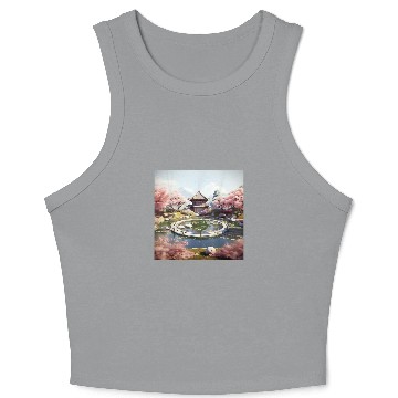 Discover Circular Oasis Korean Serenity Amid Reflective Waters Crop Tank Top