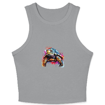 Discover Box Turtle Lover Colorful Splash Art Crop Tank Top