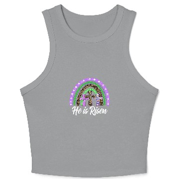 Discover He Is Risen Leopard Rainbow Christian Jesus Happy Easter Day Crop Tank Top