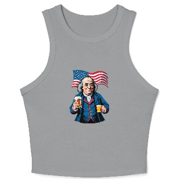 Discover Beer Fun Boozing Benjamin Franklin With Beer Mug Crop Tank Top