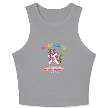 Discover Speech Language Pathologist Funny Speech Unicorns Therapy Crop Tank Top