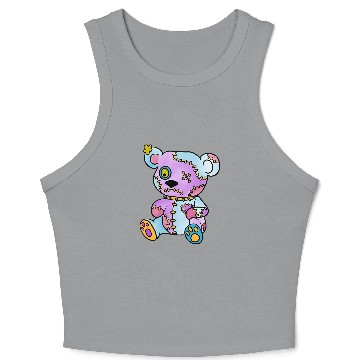 Discover Bear Pet Patchwork Creepy Teddy Bear Voodoo Cute Goth Crop Tank Top