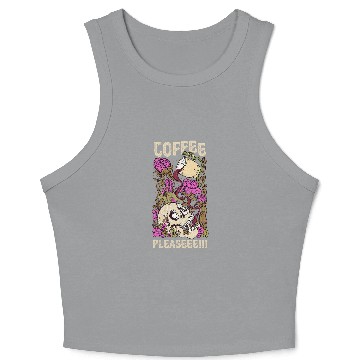 Discover Coffee Fun Please Drink Coffee Funny Skeletons Skull Roses Crop Tank Top