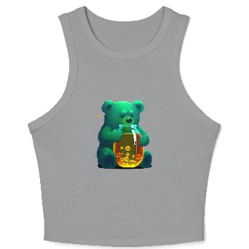 Discover Bear Pet Cute Green Gummy Bear Crop Tank Top