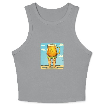 Discover Beer Fun walking Beer in Swim Trunks Costume Crop Tank Top