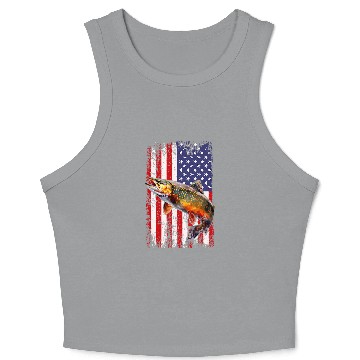 Discover Speckled Brook trout American flag Fishing Crop Tank Top