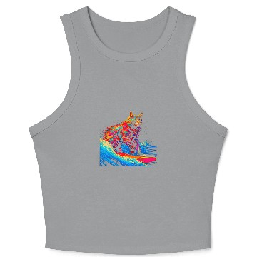 Discover Surfing Maine Coon Cat Surf Crop Tank Top