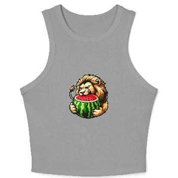 Discover Lion Pet Eating Watermelon Crop Tank Top