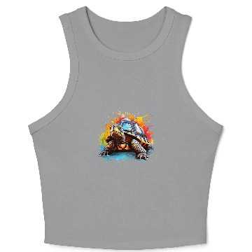 Discover Splash Art Eastern Box Turtle Lover Colorful Crop Tank Top