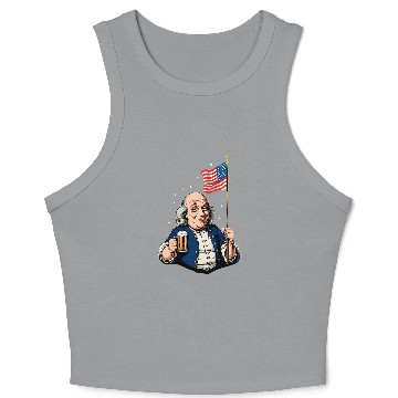 Discover Beer Fun Benjamin Franklin With Beer Mug Crop Tank Top
