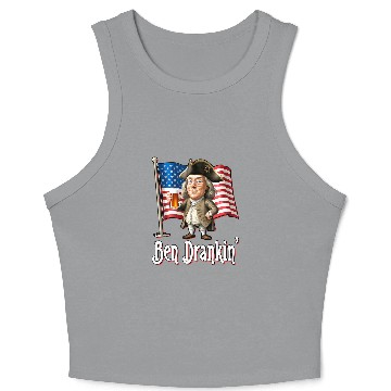 Discover Beer Fun Ben Drankin Benjamin Franklin Drinking A Beer Crop Tank Top
