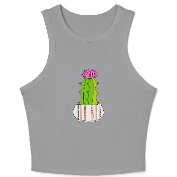 Discover Cute Hybrid Cactus In A CableKnit Patterned Pot Crop Tank Top