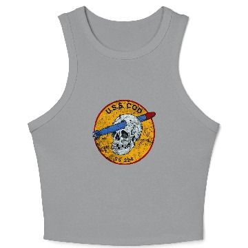 Discover USS COD Submarine Navy WWII Skull Logo Crop Tank Top