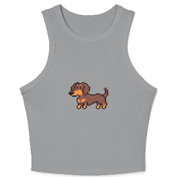 Discover Dachshund 8 Bit Pixel Art Chocolate Crop Tank Top