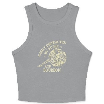 Discover Easily Distracted By Music And Bourbon Skeleton Crop Tank Top