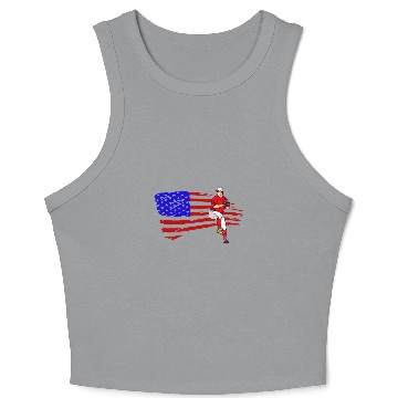 Discover Baseball Pitcher American Flag USA Flag Baseball Crop Tank Top