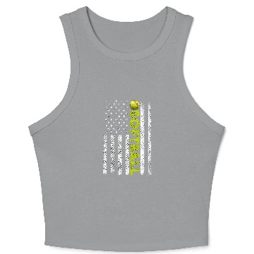 Discover Distressed SoftBall Team American Flag Crop Tank Top