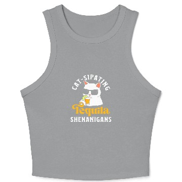 Discover Funny Tequila Drinking Cat Lover Salt Lime Bartender Drink 28 Crop Tank Top