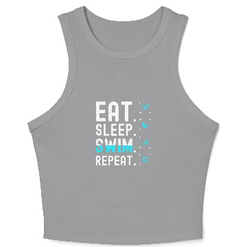 Discover Swimming Pool Eat Sleep Swim Repeat 2 Crop Tank Top