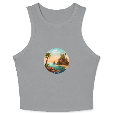 Discover Lacrosse Gift Lost Tropical Beach Crop Tank Top