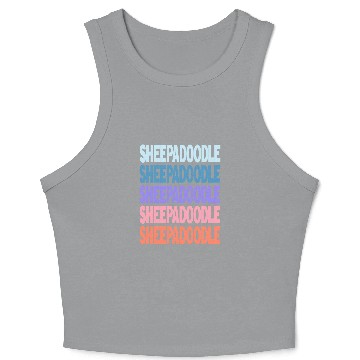 Discover Funny Modern Repeated Text Design Sheepadoodle Crop Tank Top