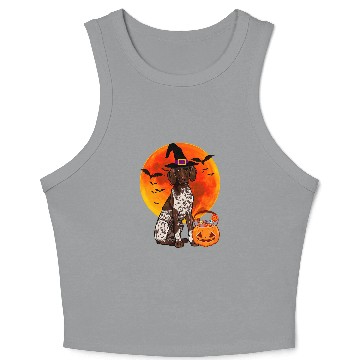 Discover Halloween German Shorthaired Pointer Jack O Lantern Pumpkin Crop Tank Top