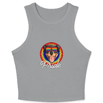 Discover Dog Rottweiler LGTB Pride Rainbow Flag Crop Tank Top