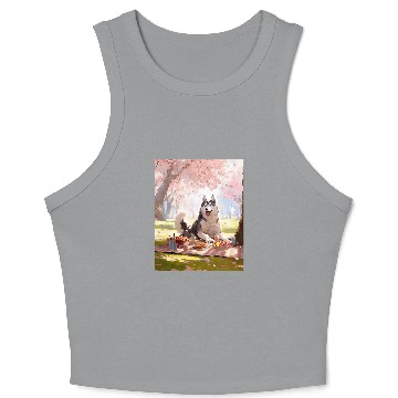 Discover Husky Cherry Blossom Funny Dog Picnic Crop Tank Top