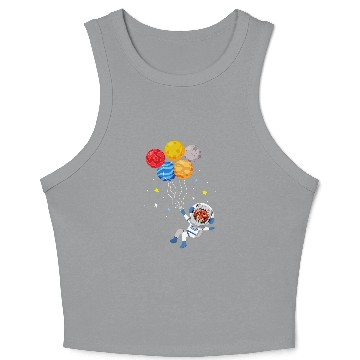 Discover Funny Cheetah Astronaut With Planets In Hand Crop Tank Top