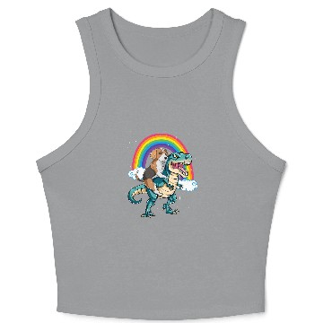 Discover Dinosaur T Rexs Rainbow Cloud Sparkles Beagle Crop Tank Top