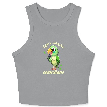 Discover Parrot In Comic Look Microphone Crop Tank Top