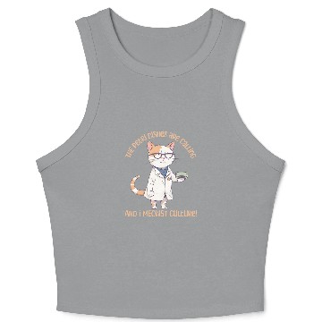 Discover Funny Microbiology Cat Lab Science Microbiologist Laboratory Crop Tank Top
