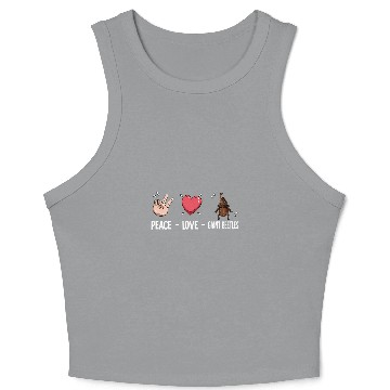 Discover Peace Love Giant Beetles Crop Tank Top