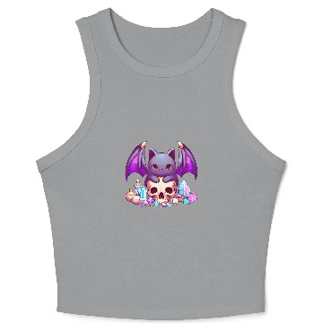 Discover Goth art Kawaii cat and skull Crop Tank Top