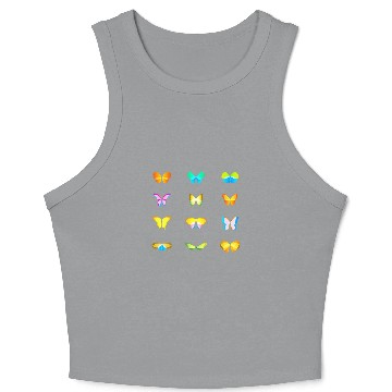 Discover Modern Abstract Butterfly Insect Animal Pattern Art Crop Tank Top