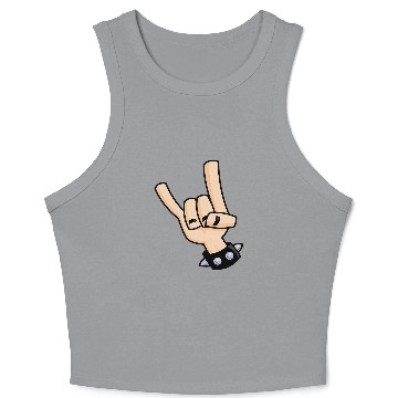 Discover Heavy Metal Devil Horns Hand Sign Crop Tank Top