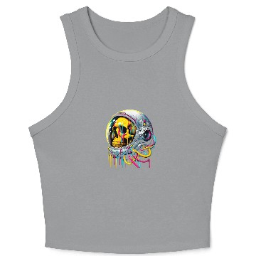 Discover Rainbow Astronaut Skull Space Lovers Cool Graphic Crop Tank Top 6 Crop Tank Top