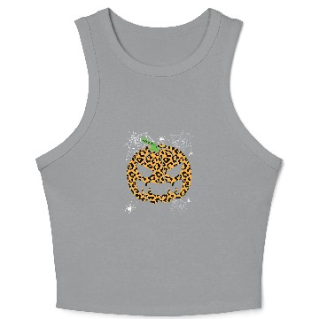Discover Womens Halloween Spider Webs Cheetah Pumpkin Crop Tank Top
