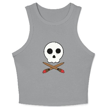 Discover Skull and Paintbrush Artist Crossbones Crop Tank Top