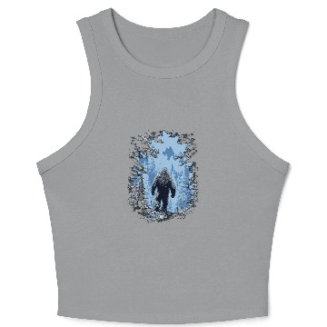 Discover Sasquatch Walking into the Forest yetis Forest Camping Crop Tank Top