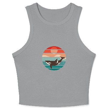 Discover Ocean Animals Orca Whale Retro Art Crop Tank Top