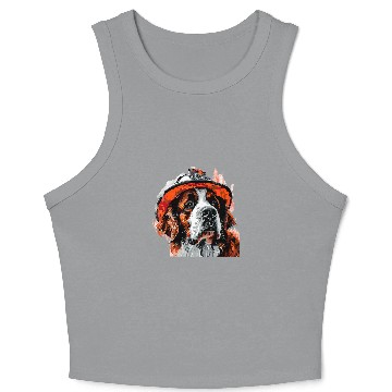 Discover Saint Bernard Firefighter Hat Fireman Dog Crop Tank Top
